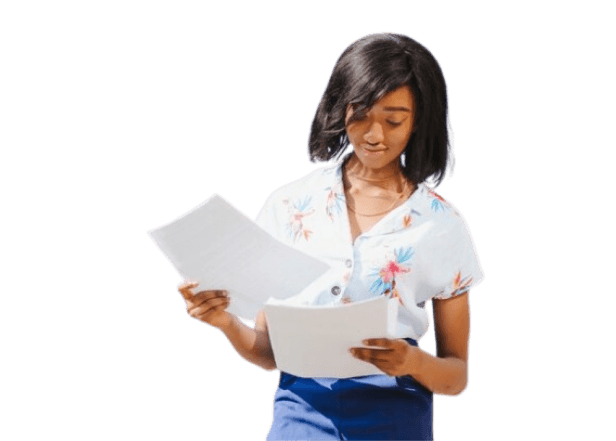 Lady going through admission papers